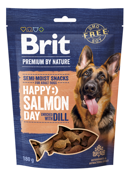 BRIT Premium by Nature Félnedves jutalomfalat kutyáknak Lazac kaporral 180 g