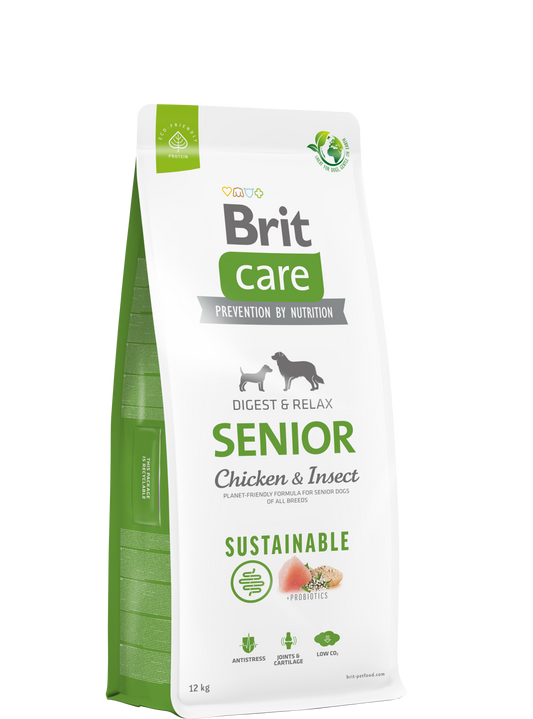 Brit Care SENIOR Sustainable - Fenntartható CSIRKE & ROVARFEHÉRJE 12 KG AKCIÓ