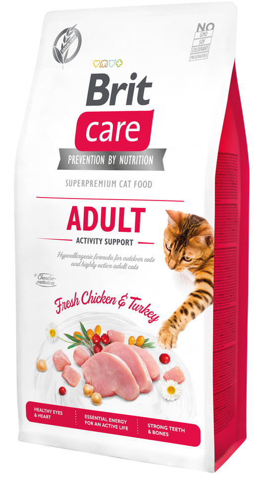 Brit Care Cat ADULT Activity CSIRKE & PULYKA Hipoallergén, Gabonamentes