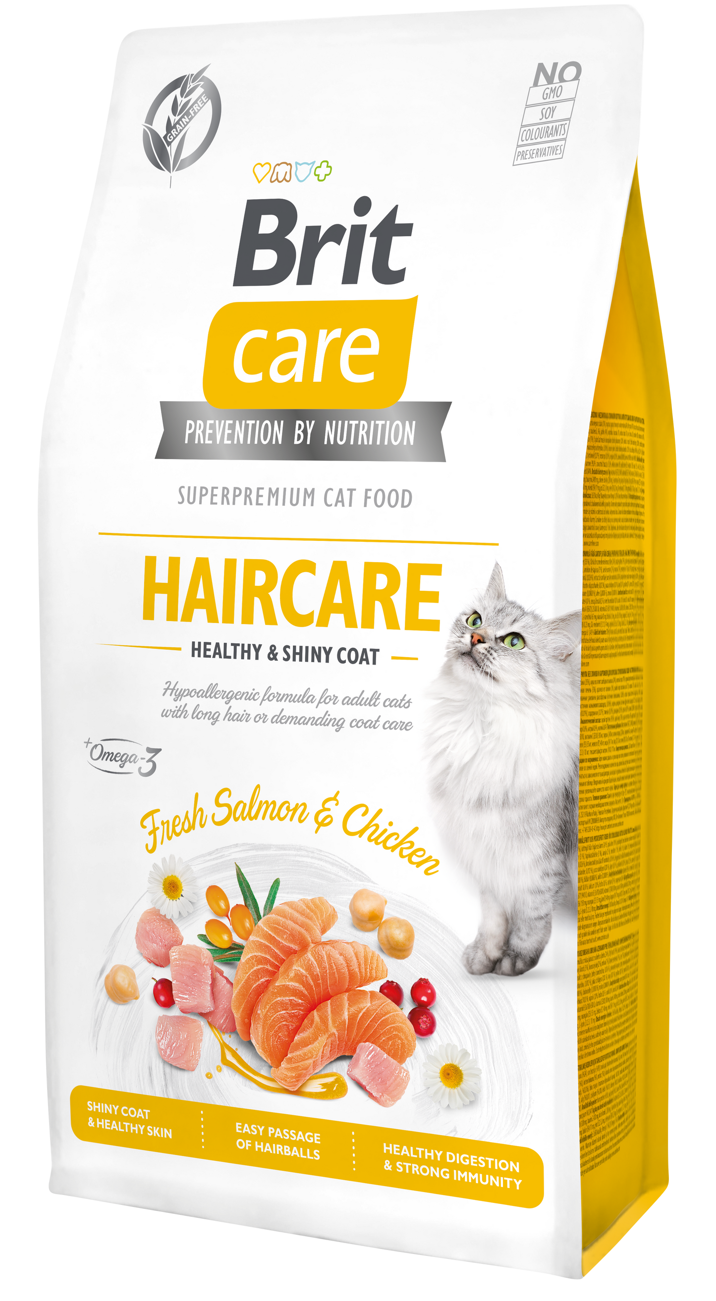 Brit Care Cat HAIRCARE LAZAC & CSIRKE Hipoallergén, Gabonamentes