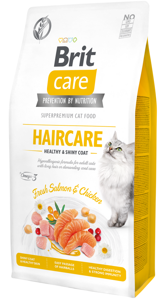 Brit Care Cat HAIRCARE LAZAC & CSIRKE Hipoallergén, Gabonamentes