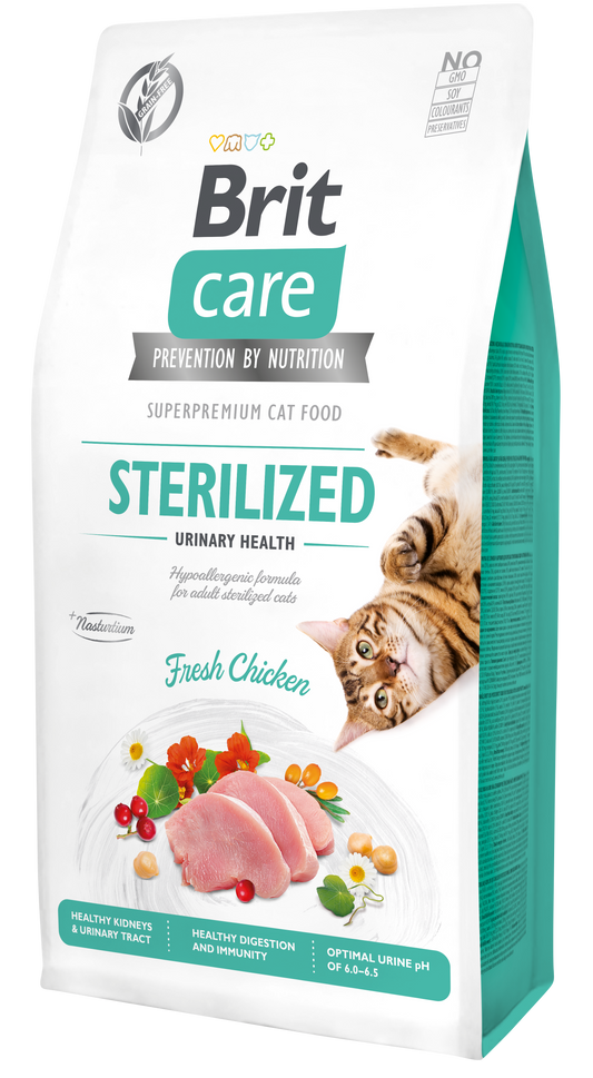 Brit Care Cat STERILISED - URINARY HEALTH CSIRKE Hipoallergén, Gabonamentes