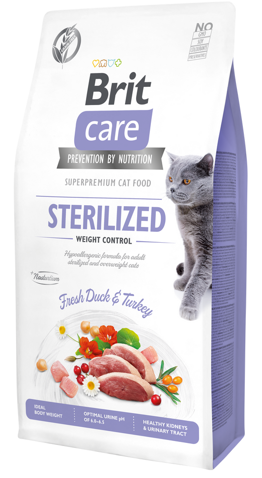 Brit Care Cat STERILISED - WEIGHT CONTROL KACSA & PULYKA Hipoallergén, Gabonamentes