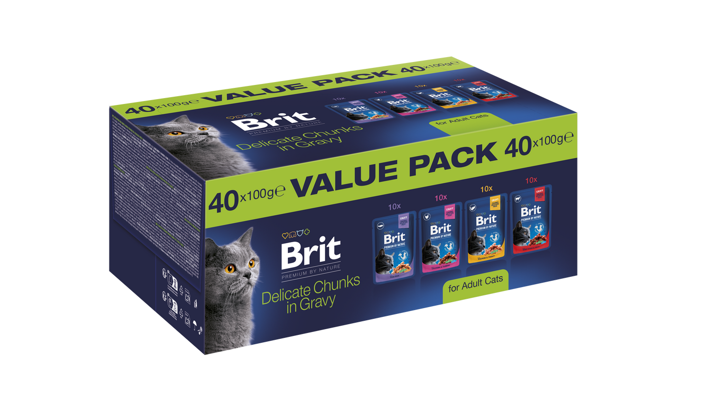 Brit Premium – felnőtt macskáknak, gazdaságos csomag (40 db)